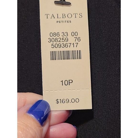 Talbot's Little Black Sheath Dresswith Ruffle Shoulder Detail | Petite 10 NWT - Picture 6 of 11